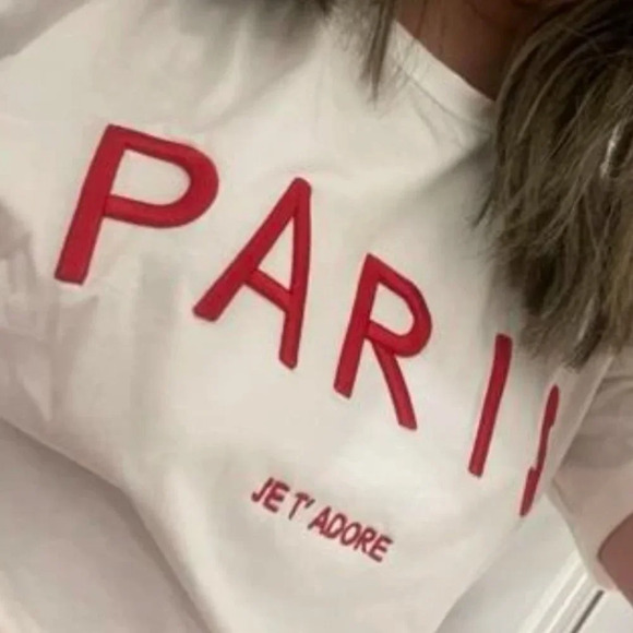 NEW Embroidered PARIS Tee Casual contemporary minimalist MEDIUM - Picture 7 of 8